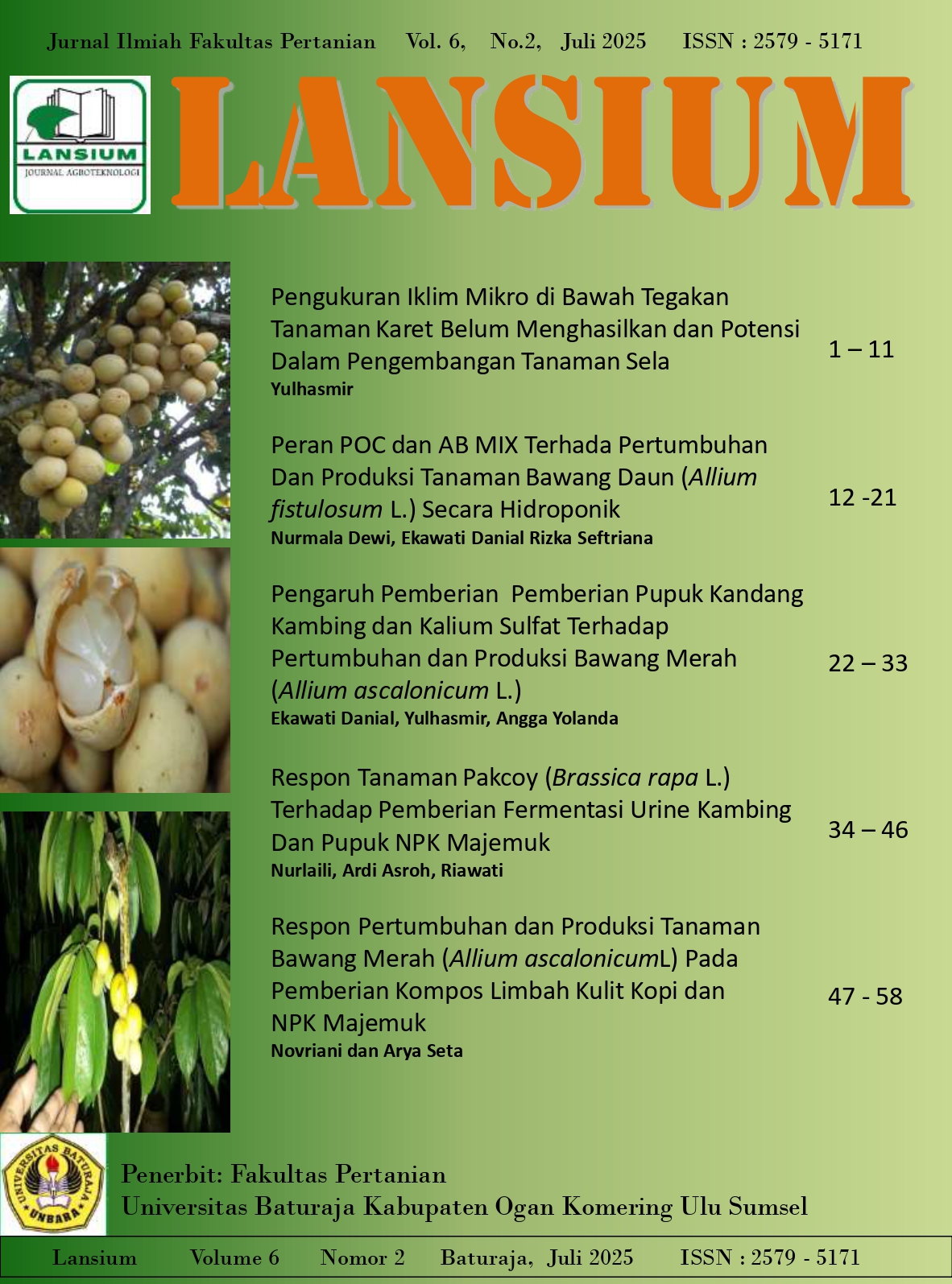 					View Vol. 6 No. 2 (2025): Lansium
				