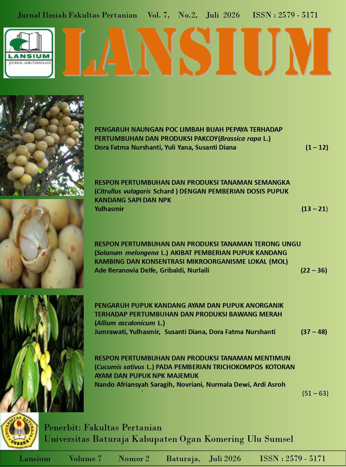 					View Vol. 7 No. 2 (2026): Lansium
				